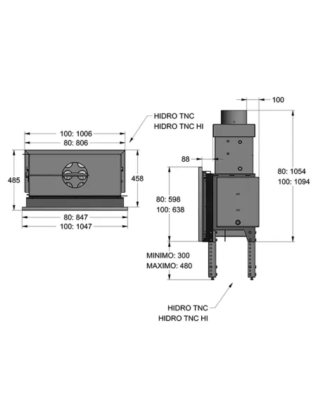 Termochimenea de leña HIDRO TNC 100