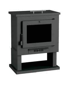 Estufa de Leña frontal con Leñero y Calientaplatos CH-1