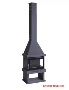 Chimenea Metalica Frontal 3 caras con Ventilador...